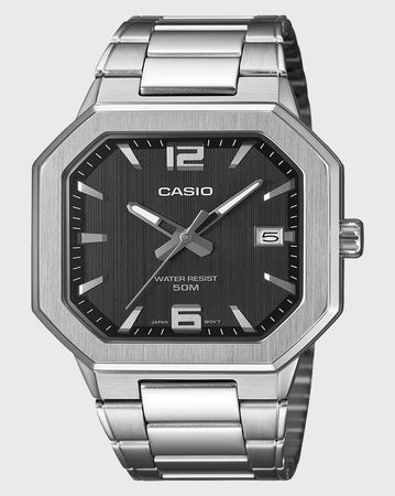 Black/Stainless Casio Analogue Bold Square MTPB195D-1A Casio Watch