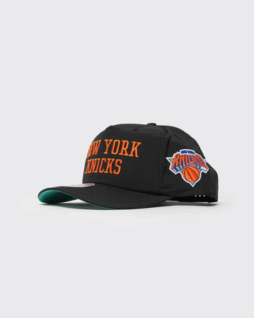 Black Mitchell and Ness New York Knicks Nylon Stacked Origin mitchell and ness cap