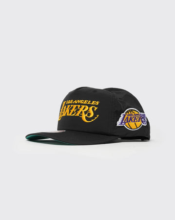 Black Mitchell and Ness Lakers Nylon Stacked Origin mitchell and ness cap