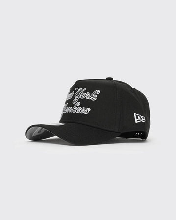 Black New era 940 A-Frame Chainstitch Script New York Yankees new era cap