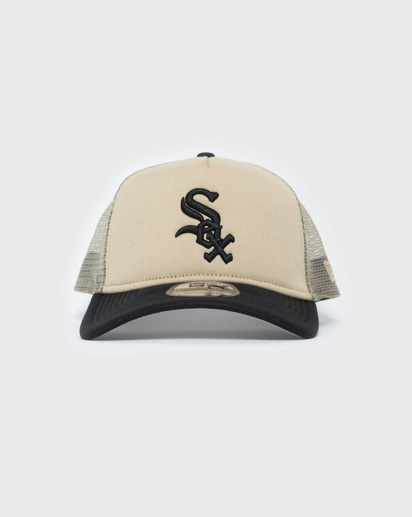 tan/black new era 940 aframe chicago white sox trucker new era cap