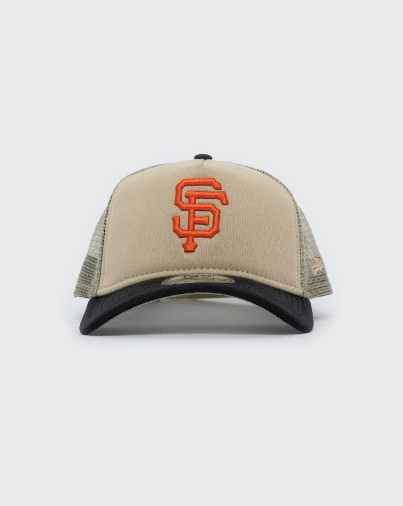 tan/black new era 940 aframe san francisco giants trucker new era cap