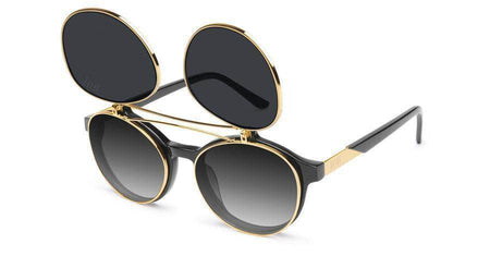 black/24k/Gold / Standard 9five lane double flip black and 24k gold sunglasses 9five glasses