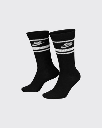 Black/White / L Nike Unisex Sportswear Essential Crew Sock DX5089-010 nike sock