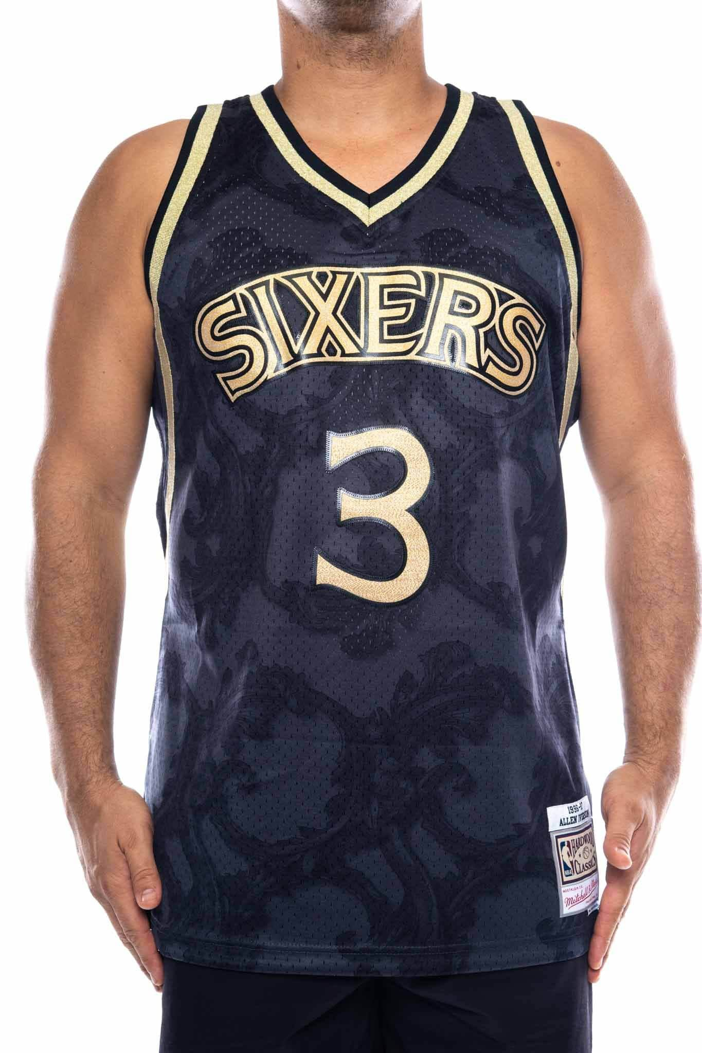 mitchell and ness 76ers iverson 3 96-97 gold toile swingman jersey