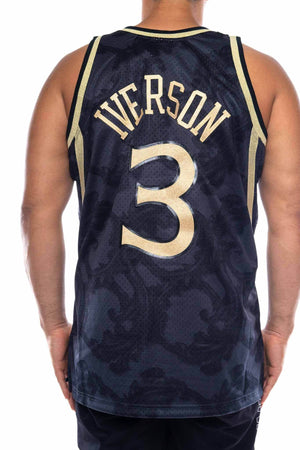 mitchell and ness 76ers iverson 3 96-97 gold toile swingman jersey