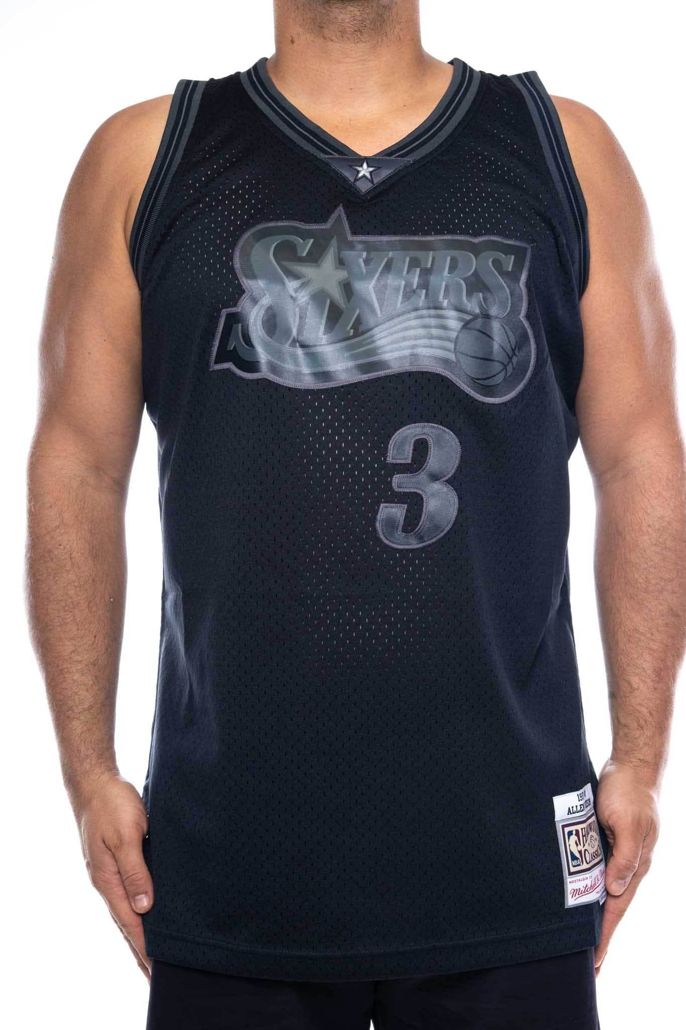 mitchell and ness 76ers iverson 3 tonal black nba swingman jersey