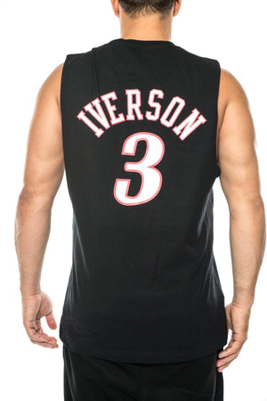 black / M mitchell and ness 76ers iverson name and number muscle mitchell and ness 5056133994018 tank