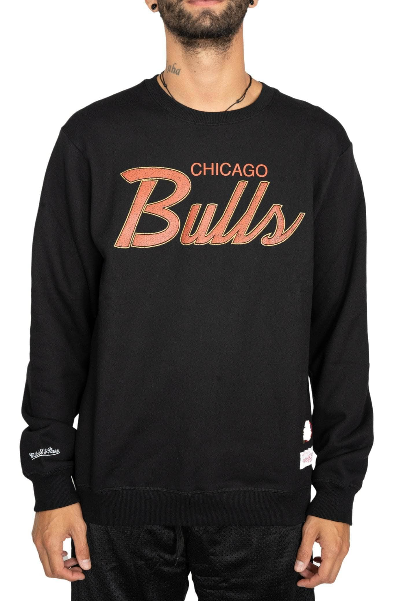 mitchell and ness ball script logo chicago bulls crew mitchell and ness crewneck