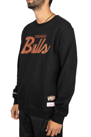 mitchell and ness ball script logo chicago bulls crew mitchell and ness crewneck