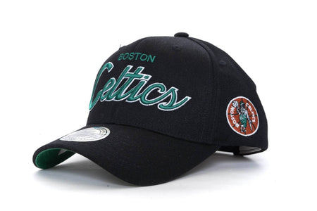 BLACK mitchell and ness boston celtics foundation script 110 snapback mitchell and ness cap