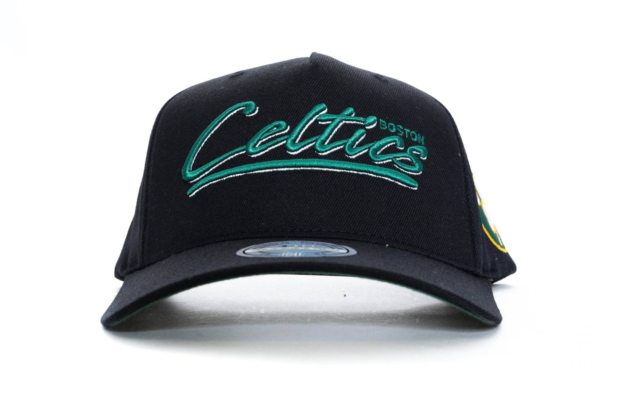 Black mitchell and ness boston celtics mop script pinch panel mitchell and ness cap