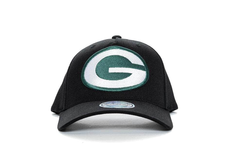 BLACK/BLACK AND COLOUR mitchell and ness green bay packers wide receiver 110 pinch panel snapback mitchell and ness 194582641284 cap