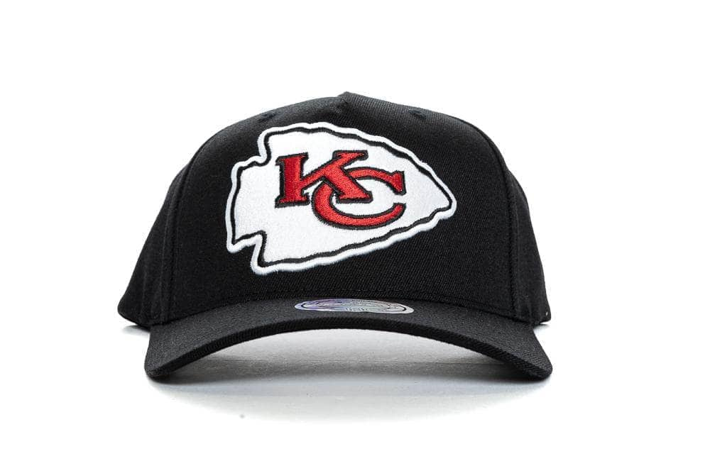 BLACK/BLACK AND COLOUR mitchell and ness kansas city chiefs wide receiver 110 pinch panel snapback mitchell and ness 194582641307 cap