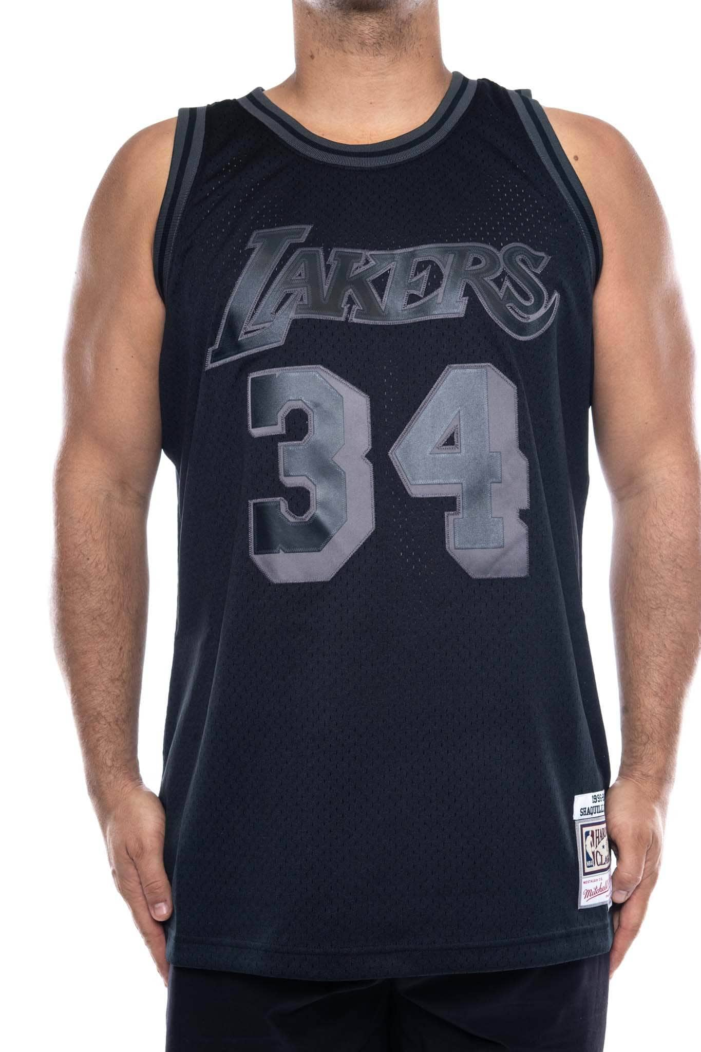 mitchell and ness lakers shaq 34 tonal black nba swingman jersey