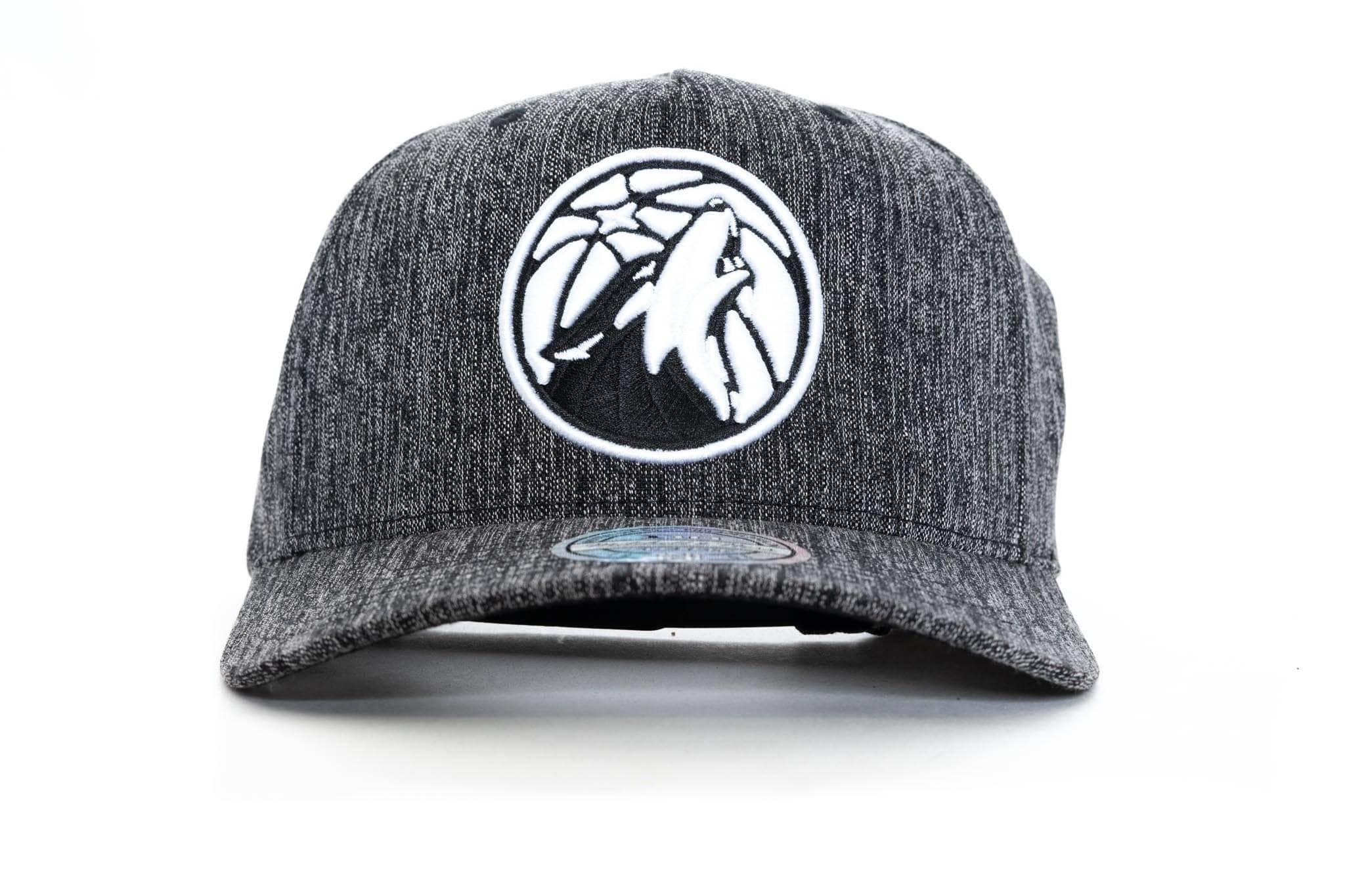 Black/White/Heather mitchell and ness minnesota timberwolves 110 snapback mitchell and ness cap