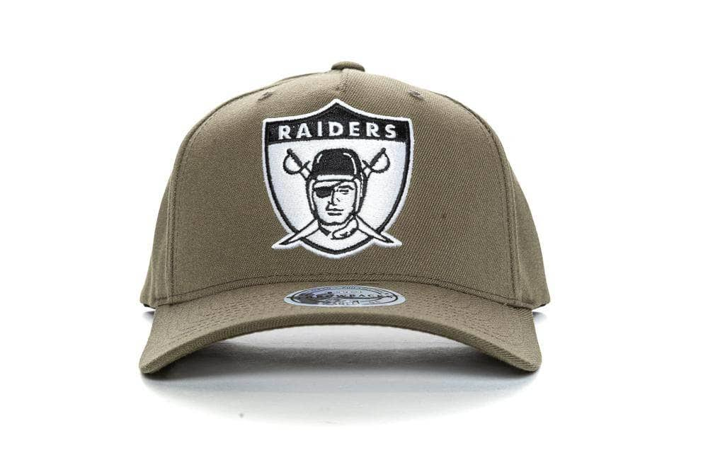 OLIVE/BLACK AND WHITE mitchell and ness oakland raiders 110 pinch panel snapback mitchell and ness cap