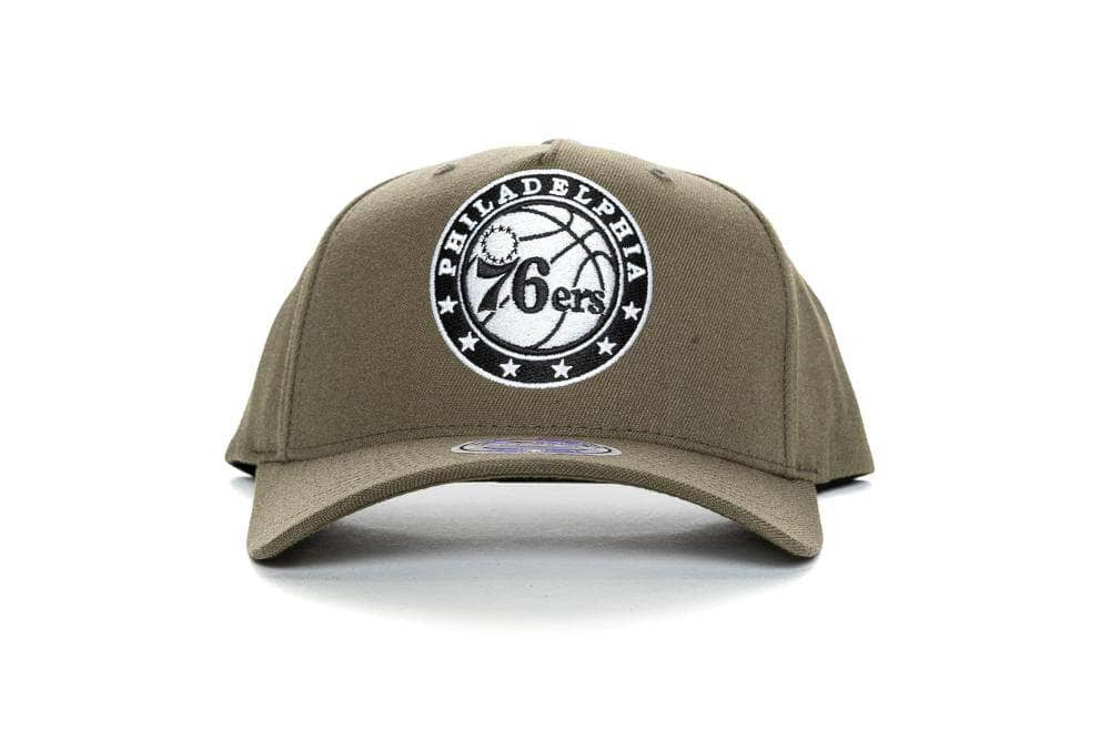 OLIVE/BLACK AND WHITE mitchell and ness philadelphia 76ers 110 pinch panel snapback mitchell and ness cap