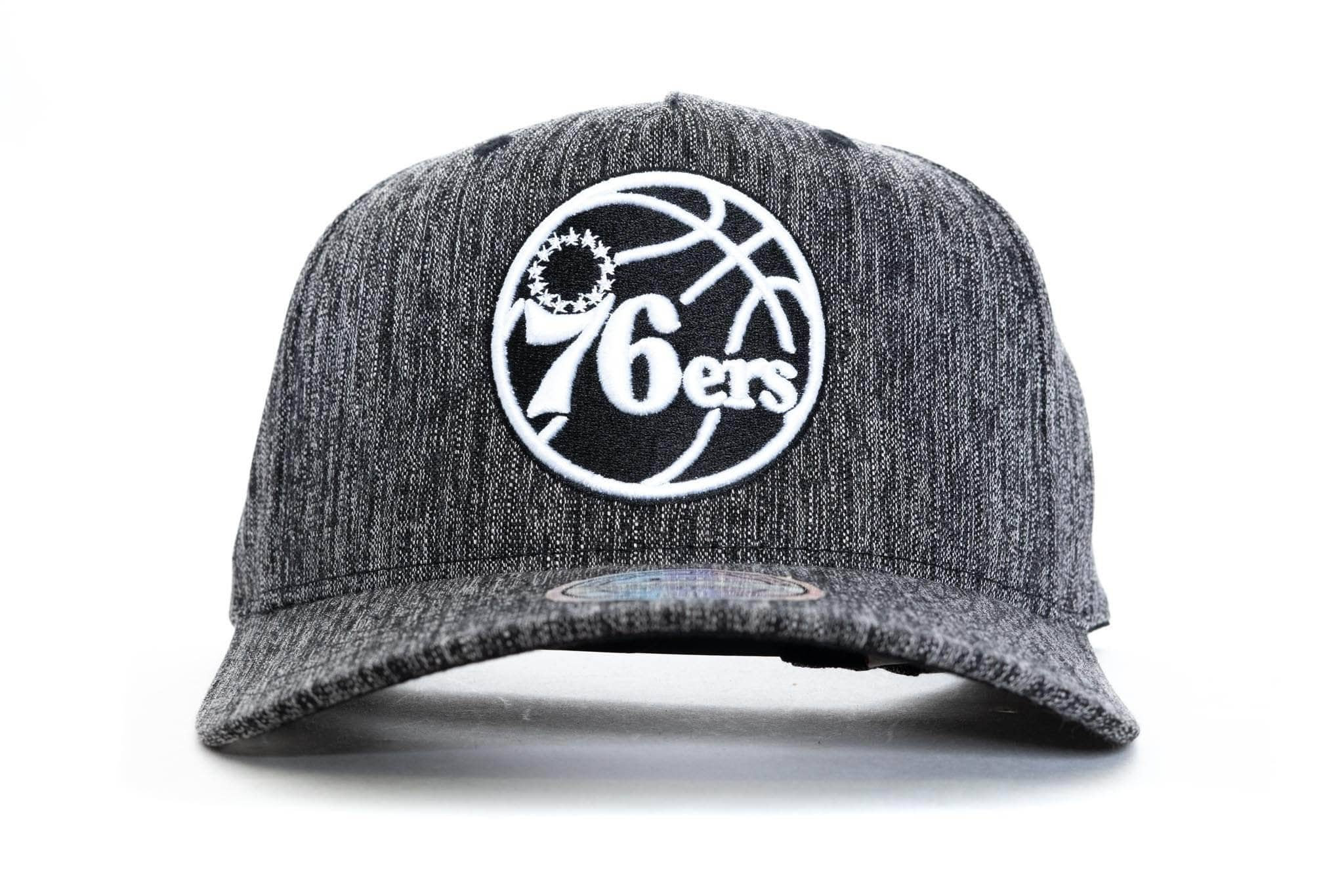 Black/White/Heather mitchell and ness philadelphia 76ers 110 snapback mitchell and ness cap