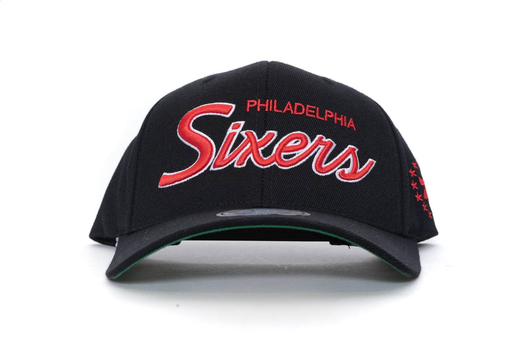 BLACK mitchell and ness philadelphia 76ers foundation script 110 snapback mitchell and ness cap