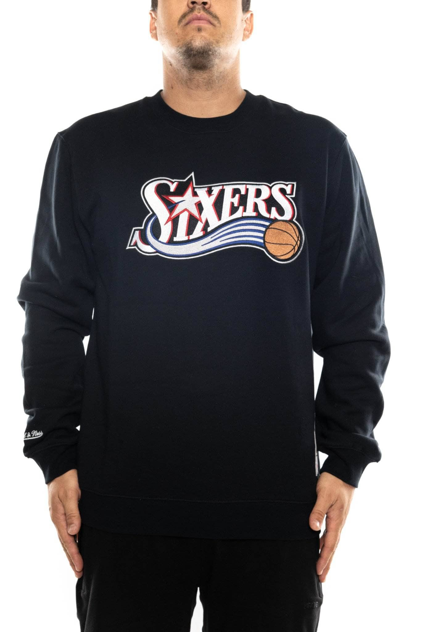 mitchell and ness philadelphia 76ers wordmark embroidery sweatshirt mitchell and ness Shirt