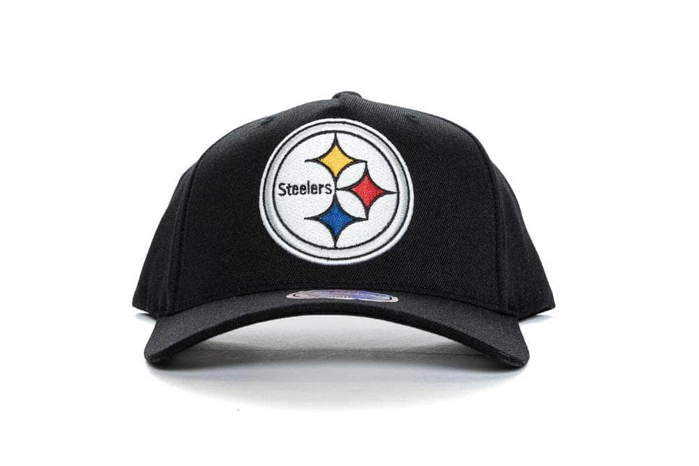 BLACK/BLACK AND COLOUR mitchell and ness pittsburgh steelers wide receiver 110 pinch panel snapback mitchell and ness 194582641345 cap