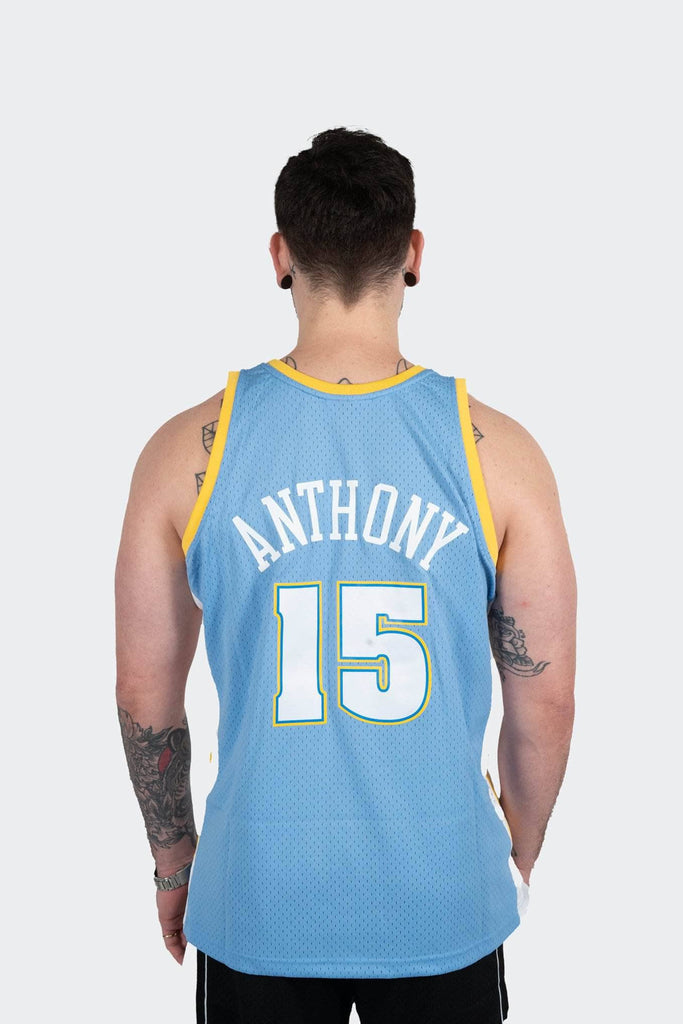 Men's Denver Nuggets Carmelo Anthony Mitchell & Ness Light Blue 2003-04  Hardwood Classics Authentic Player Jersey