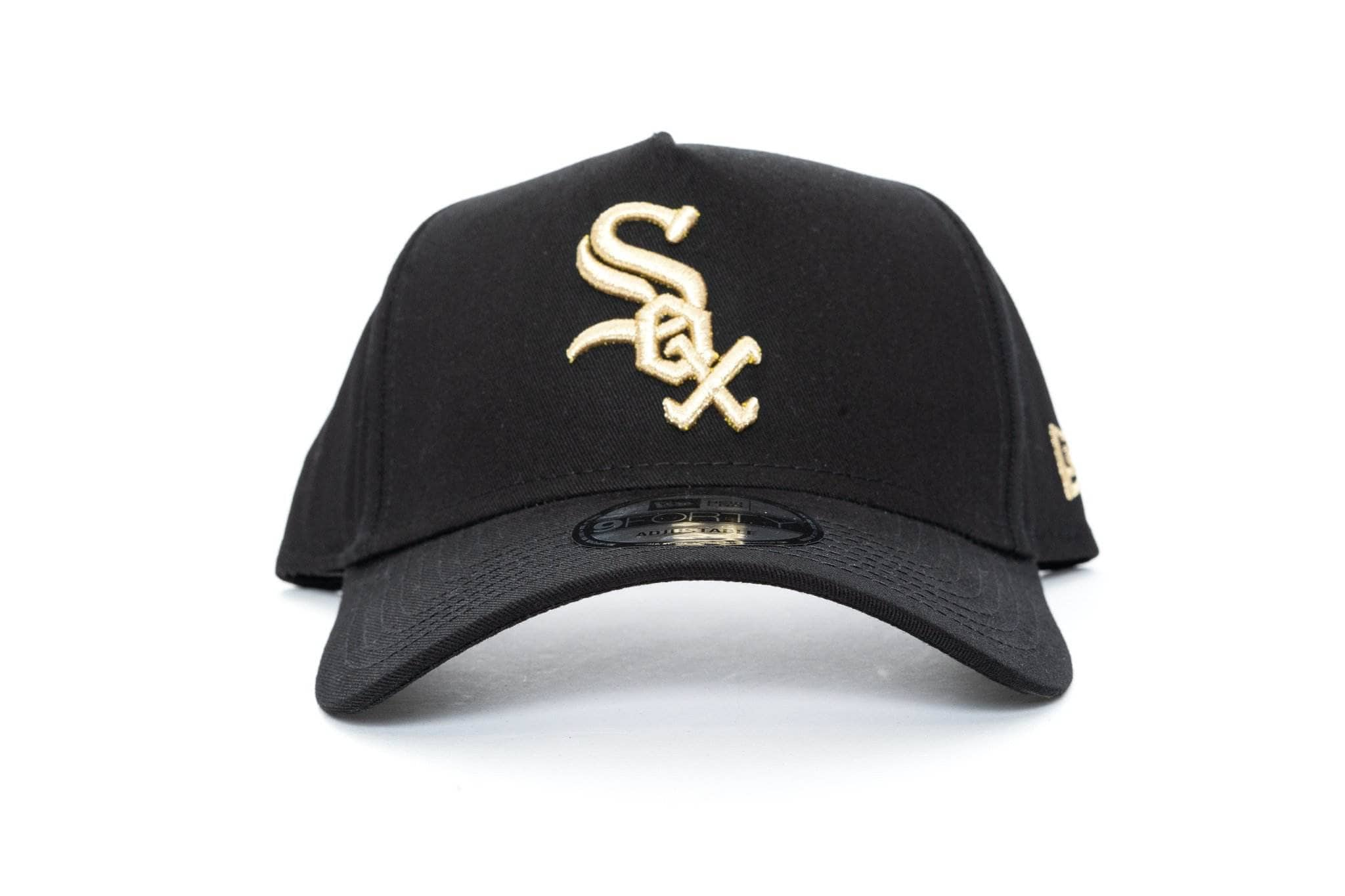 black/gold new era 940 Aframe chicago white sox new era 195132713963 cap