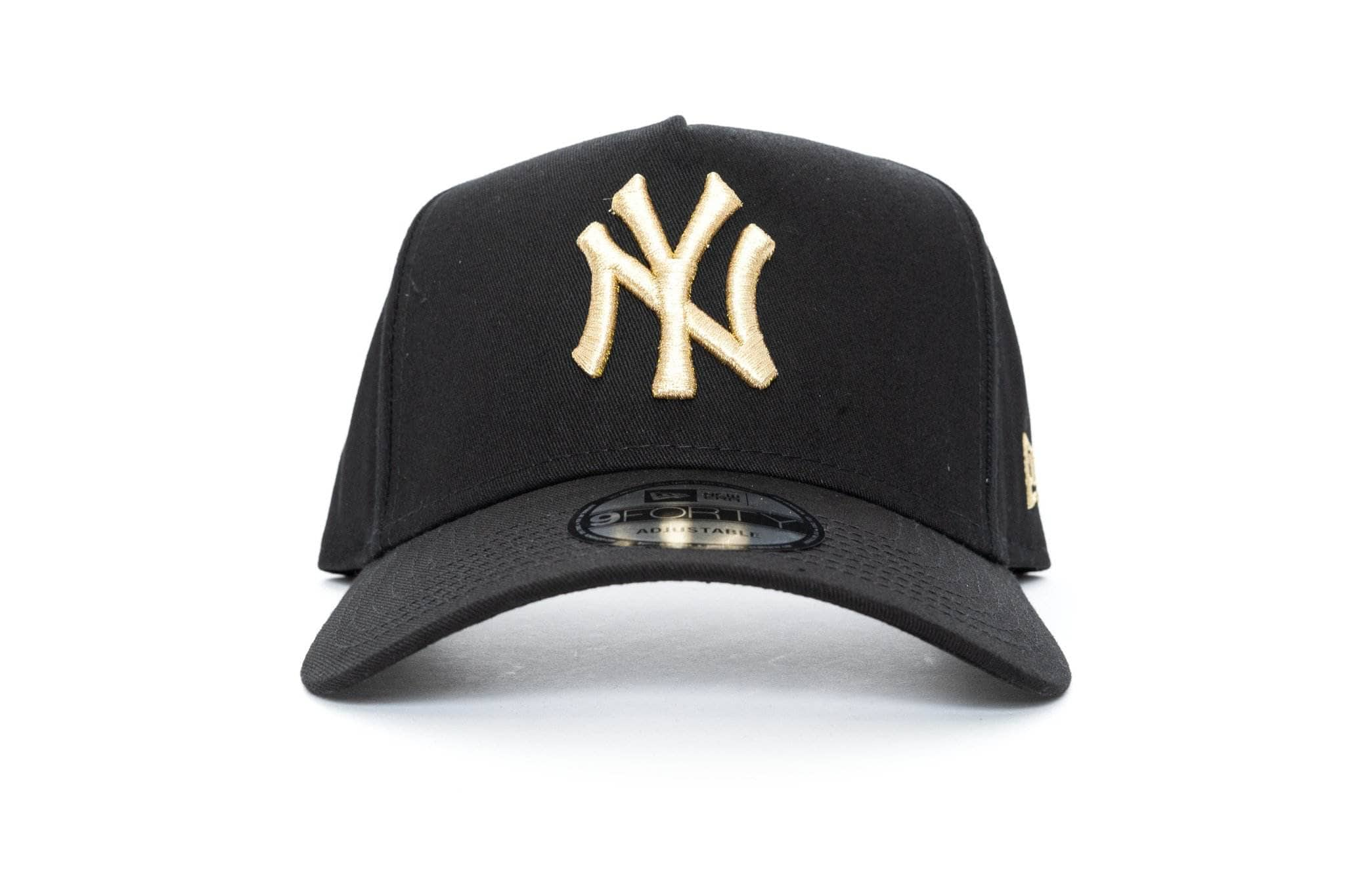 black/gold new era 940 Aframe new york yankees new era 195132713857 cap