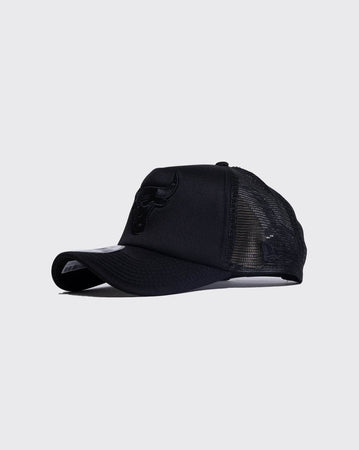 black/black new era 940 aframe chicago bulls trucker new era cap