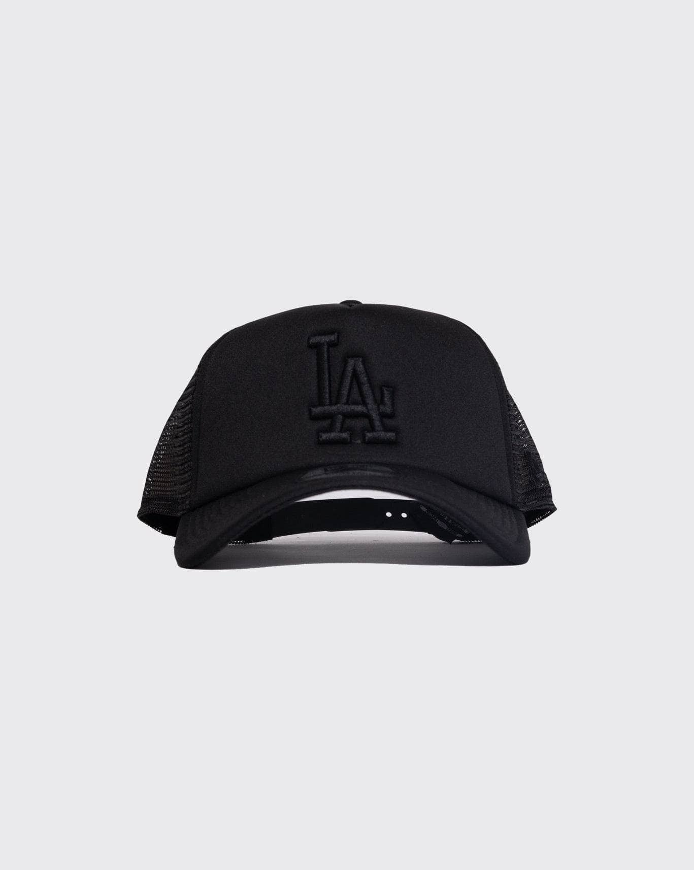 black/black new era 940 aframe los angeles dodgers trucker new era cap