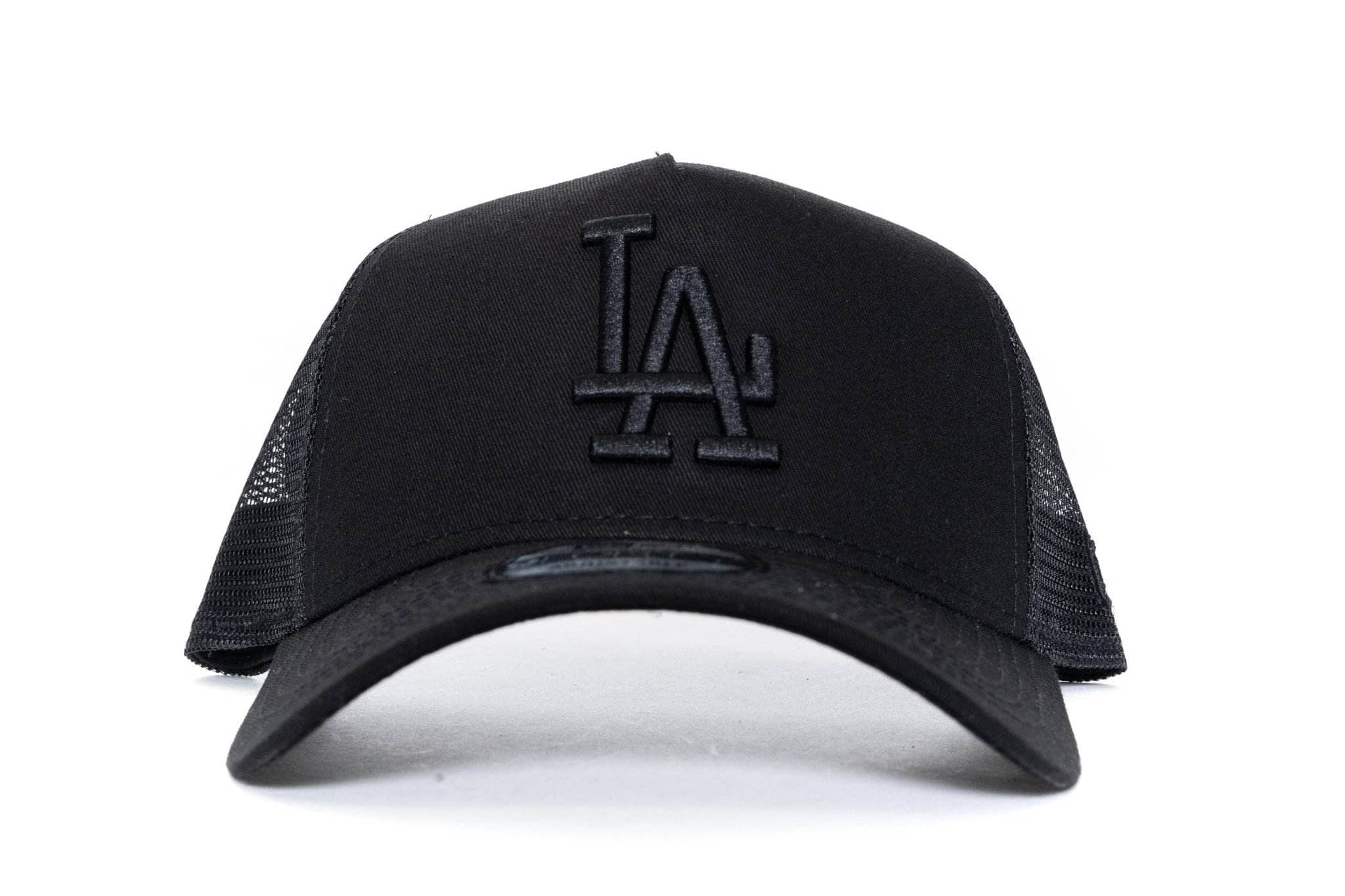 BLACK ON BLACK new era 940 aframe los angeles dodgers trucker new era cap