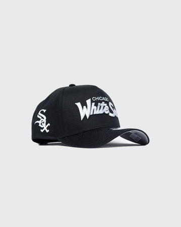 black/white new era 940 aframe script chicago white sox new era cap