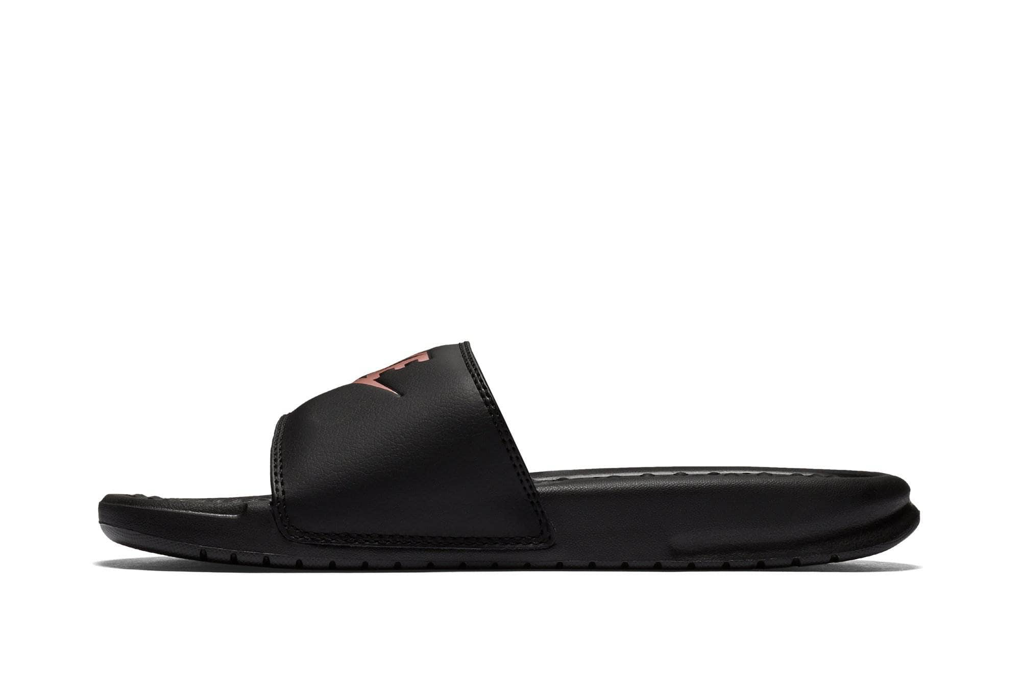 Black nike slides discount with rose gold