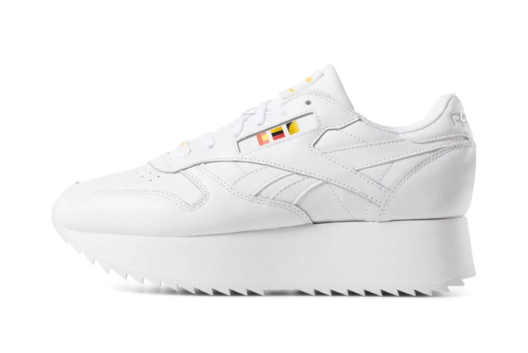 WHITE-NEON-RED-BLACK-GOLD / US 6 reebok womens classic leather double x gigi hadid reebok Shoe