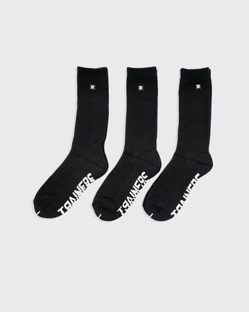black / US 9-12 trainers crew 3 pack sock trainers sock